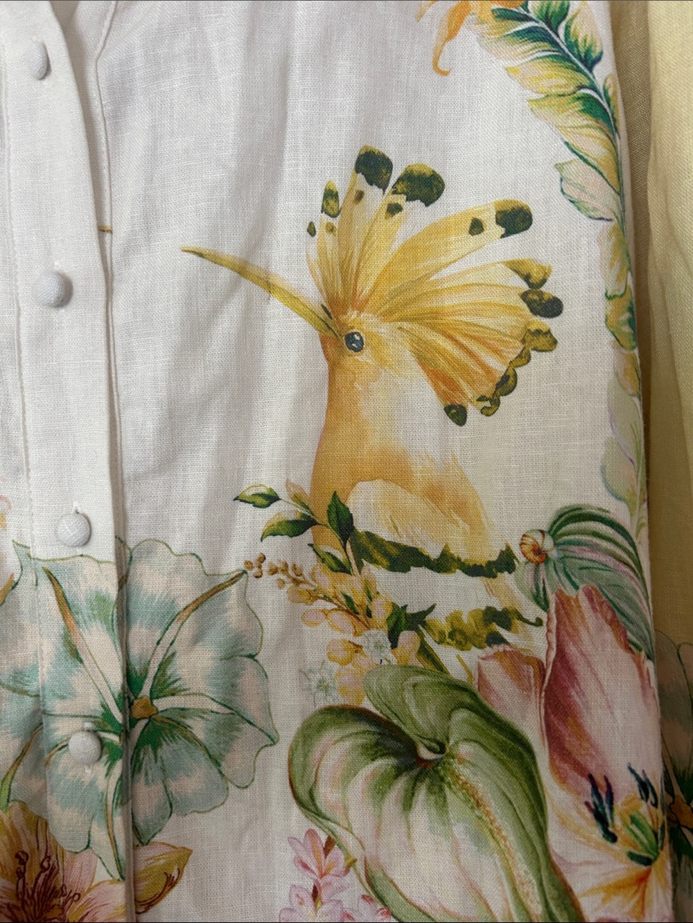 Tropical print shirt dress, L